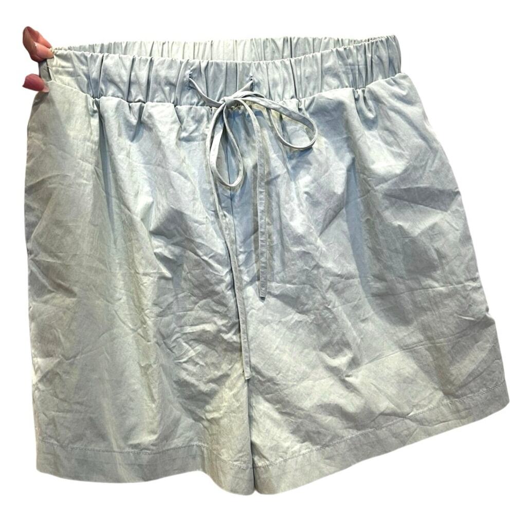 Crescent Sage Cotton Blend Shorts Relaxed Minimal Coastal Style S drawstring